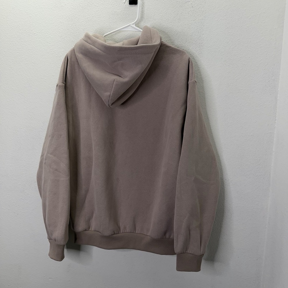 Comfrt Hoodie Mens S Oversized Embroidered Logo Pullover Plush Soft Tan Lounge - Picture 3 of 5